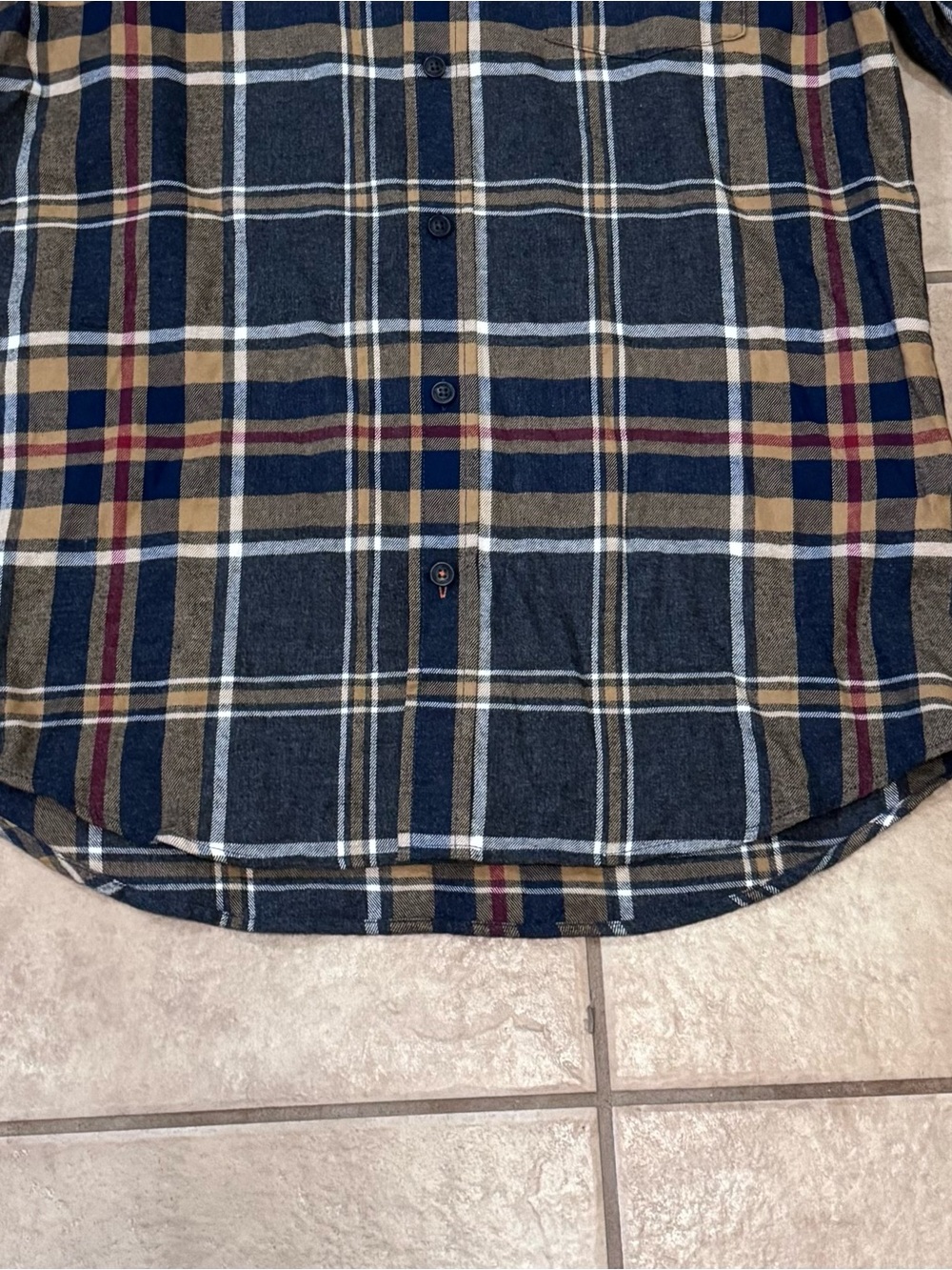 Weatherproof Men's Plaid Button-Down Shirt - Navy, Brown, Cream - Picture 4 of 15